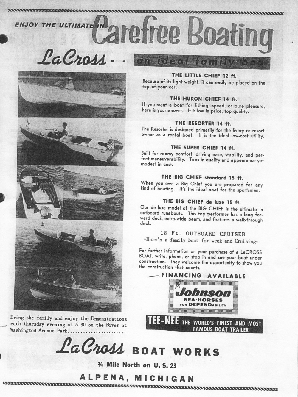 1957 LaCross Boat Works ad